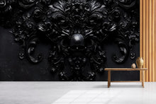 Load image into Gallery viewer, Gothic Skull Wallpaper – Fantasy Peel and Stick Mural, Whimsical Skull Wallpaper, Medieval Skull Wall Art, Moody Wallpaper