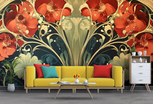 Load image into Gallery viewer, Art Nouveau Wallpaper / Peel and Stick Ornamental Vintage Wallpaper / Floral Nouveau Wallpaper / Botanical Wallpaper, Modern Style Wallpaper