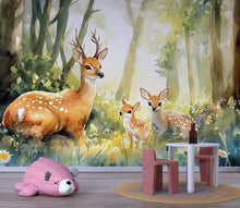 Load image into Gallery viewer, Woodland Deer Wall Mural for Kids Room – Forest Animal Wallpaper for Nursery or Playroom – Bambi Style Peel and Stick Mural