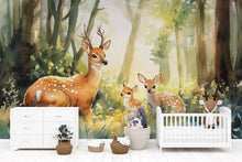 Load image into Gallery viewer, Woodland Deer Wall Mural for Kids Room – Forest Animal Wallpaper for Nursery or Playroom – Bambi Style Peel and Stick Mural