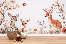 Load image into Gallery viewer, Woodland Deer Wall Mural for Nursery – Baby Room Forest Animals Wallpaper – Neutral Kids Room Decor – Removable Peel and Stick