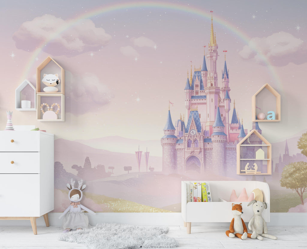 Princess Castle Wall Graphics Peel and Stick Girl room Wallpaper Nursery Self Adhesive Removable nursery wall decor Mural 668RS