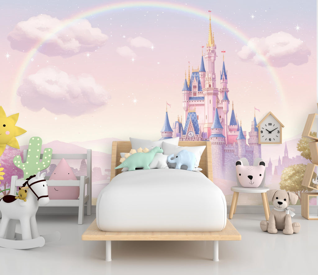 Princess Castle Wall Graphics Peel and Stick Girl room Wallpaper Nursery Self Adhesive Removable nursery wall decor Mural 668RS