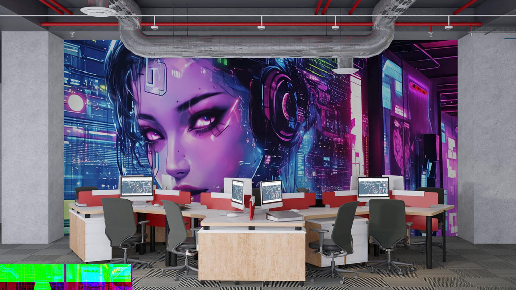 Cyberpunk 3D Wallpaper / Futuristic Cyberpunk Wall Mural Urban Cyberpunk City Wallpaper – 3D Sci-Fi Wall Mural, Dystopian Futuristic Decor