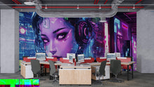 Load image into Gallery viewer, Cyberpunk 3D Wallpaper / Futuristic Cyberpunk Wall Mural Urban Cyberpunk City Wallpaper – 3D Sci-Fi Wall Mural, Dystopian Futuristic Decor