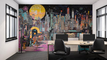 Load image into Gallery viewer, Cyberpunk City 3D Wallpaper / Gaming Wallpaper / IT Office City Wallpaper / Cyberpunk City Wallpaper / Cyberpunk city Art