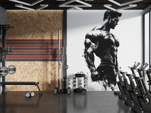 Load image into Gallery viewer, Personalized Gym Wallpaper / Custom Fitness Wall Mural / Home Gym Name Decal / Workout Room Decor / Peel and Stick Gym Wall Art