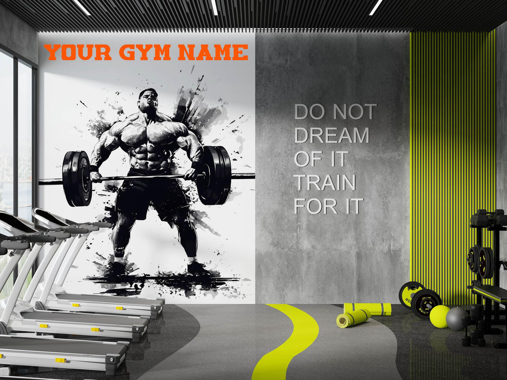 Custom Gym Wallpaper / Personalized Fitness Wall Mural / Home Gym Wall Art / Workout Motivation Decal / Peel and Stick Gym Decor