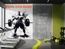 Load image into Gallery viewer, Custom Gym Wallpaper / Personalized Fitness Wall Mural / Home Gym Wall Art / Workout Motivation Decal / Peel and Stick Gym Decor