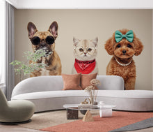 Load image into Gallery viewer, Grooming Salon Pet Trio Watercolor Print – French Bulldog, Kitten, and Poodle Art, Stylish Animal Wall Decor, Chic Pet Portrait Decor 694RS