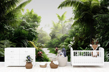 Load image into Gallery viewer, Tropical Wallpaper Mural / Jungle Leaf Wall Art / Palm Leaf Peel and Stick Wallpaper / Boho Tropical Wall Decor / Removable Wall Mural