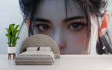 Load image into Gallery viewer, Realistic Anime Girl Portrait Wall Mural – Hyper-Detailed Face Art Wallpaper for Bedroom or Studio – Peel &amp; Stick or Non-Woven