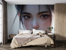 Load image into Gallery viewer, Realistic Anime Girl Portrait Wall Mural – Hyper-Detailed Face Art Wallpaper for Bedroom or Studio – Peel &amp; Stick or Non-Woven
