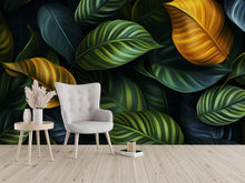 Load image into Gallery viewer, Green Botanical Wallpaper / Peel and Stick Leaf Wall Mural / Removable Plant Wall Art / Nature Bedroom Wallpaper / Jungle Foliage Decor