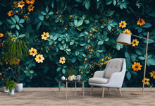 Load image into Gallery viewer, Green Botanical Wallpaper / Leaf Peel and Stick Wall Mural / Removable Nature Wall Art / Tropical Plant Wallpaper / Foliage Room Decor