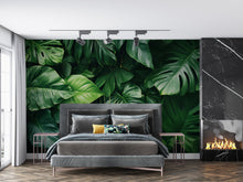 Load image into Gallery viewer, Green Botanical Wallpaper / Tropical Leaf Wall Mural / Peel and Stick Plant Wallpaper / Removable Jungle Wall Art / Nature Room Decor
