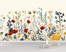 Load image into Gallery viewer, Watercolor Flower Wallpaper / Floral Peel and Stick Wall Mural / Removable Botanical Wall Art / Soft Pastel Bloom Wallpaper / Bedroom Wall