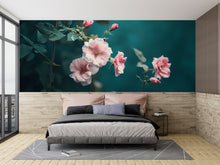 Load image into Gallery viewer, Rose Flower Wallpaper / Vintage Roses Wall Mural / Floral Peel and Stick Wallpaper / Romantic Botanical Wall Art / Removable Rose Decor