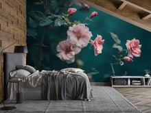 Load image into Gallery viewer, Rose Flower Wallpaper / Vintage Roses Wall Mural / Floral Peel and Stick Wallpaper / Romantic Botanical Wall Art / Removable Rose Decor