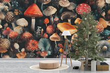 Load image into Gallery viewer, Mystical Mushroom Wallpaper / Fantasy Forest Wall Mural / Whimsical Fungi Peel and Stick / Cottagecore Mushroom Wall Art / Enchanted Wall