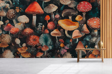 Load image into Gallery viewer, Mystical Mushroom Wallpaper / Fantasy Forest Wall Mural / Whimsical Fungi Peel and Stick / Cottagecore Mushroom Wall Art / Enchanted Wall