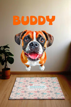 Load image into Gallery viewer, Personalized Boxer Dog Wall Decal / Custom Pet Name Wall Art / Boxer Silhouette Sticker / Dog Breed Wall Decor / Boxer Puppy Mural