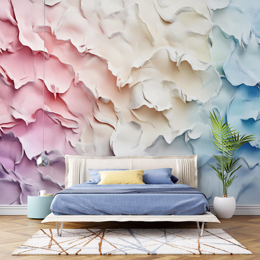 Pastel 3D Wall Mural / Soft Color Geometric Wallpaper / Modern Peel and Stick Decor / Minimalist Pastel Wall Art / Removable 3D Wallpaper