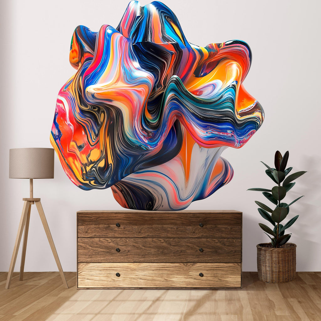 Abstract Wall Decal / Modern Artistic Wall Sticker / Contemporary Peel and Stick Mural / Geometric Removable Wall Art / Colorful Abstract