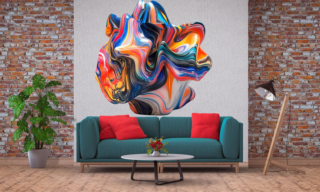 Abstract Wall Decal / Modern Artistic Wall Sticker / Contemporary Peel and Stick Mural / Geometric Removable Wall Art / Colorful Abstract