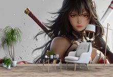 Load image into Gallery viewer, Anime Girl Wall Mural – Samurai Warrior Wall Art, Fantasy Female Wallpaper, Japanese Katana Girl Poster, Large Anime Decor for Home