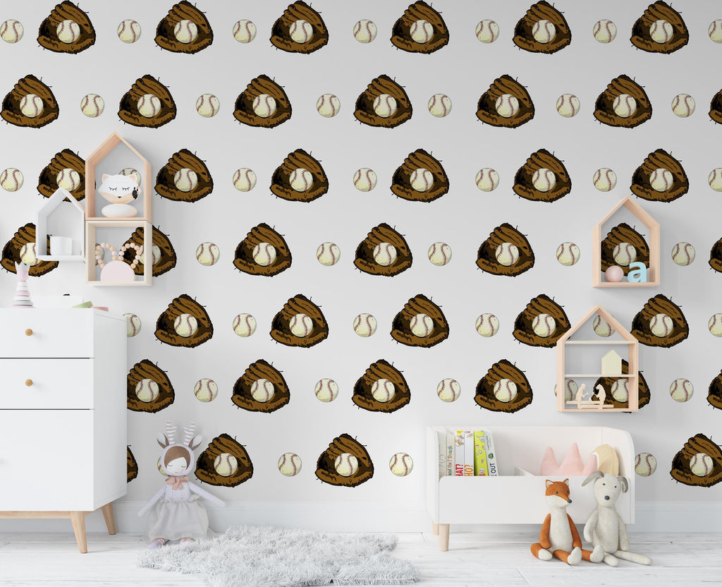 Baseball Wall Decals Pack of 40 – Baseball Glove & Ball Stickers for Kids Room, Boys Sports Bedroom Decor, Sports wall decoration 666LU