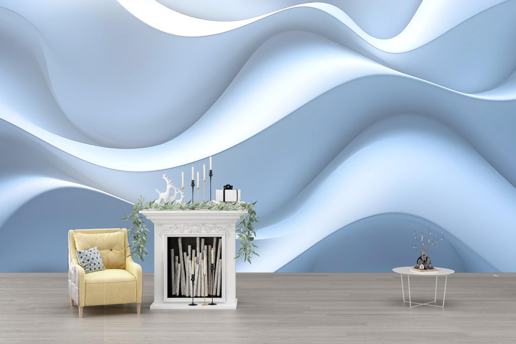 Wavy 3D Texture Wallpaper – Modern Wall Mural with Illusion Effect – Abstract Wave Peel and Stick Wallpaper – Textured Look Wall Décor