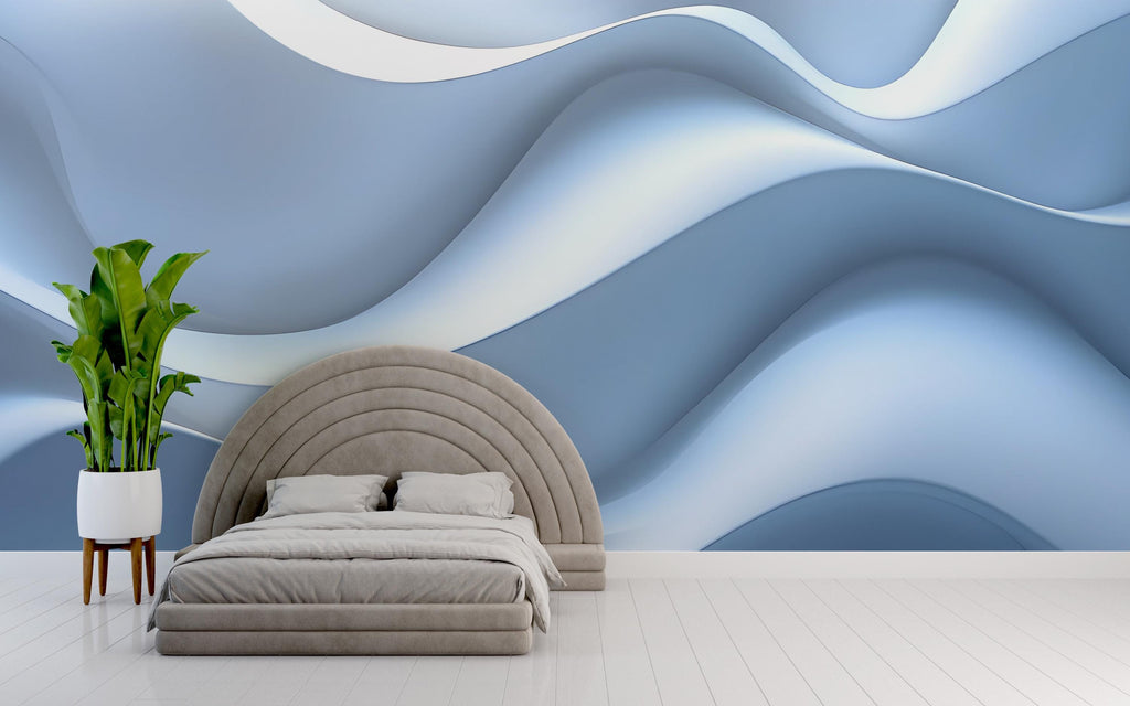 Wavy 3D Texture Wallpaper – Modern Wall Mural with Illusion Effect – Abstract Wave Peel and Stick Wallpaper – Textured Look Wall Décor