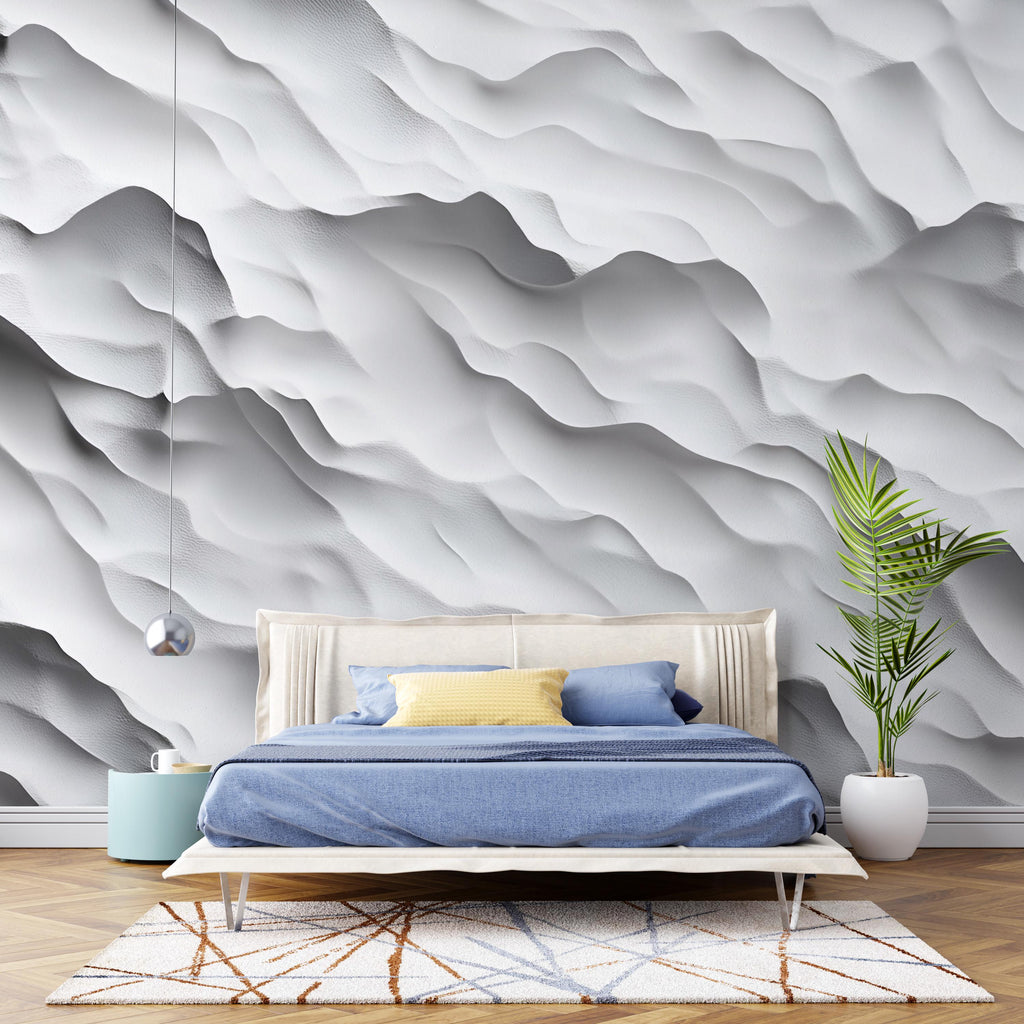 Wavy 3D Texture Wallpaper – Abstract Wave Wall Mural – Modern Illusion Effect Peel and Stick Wallpaper – Textured Look Wall Art Decor