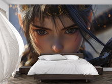 Load image into Gallery viewer, Anime Girl Wall Mural – Warrior Close-Up Portrait Wallpaper, Fantasy Manga Face Art, Peel and Stick Wall Mural for Otaku Bedroom Decor