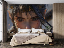 Load image into Gallery viewer, Anime Girl Wall Mural – Warrior Close-Up Portrait Wallpaper, Fantasy Manga Face Art, Peel and Stick Wall Mural for Otaku Bedroom Decor