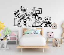 Load image into Gallery viewer, Robots Playing Sports Wall Decal – Fun Robot Wall Art for Kids Room, Playroom Decor, Nursery Wall Sticker – Basketball, Golf &amp; More 667LU