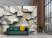 Load image into Gallery viewer, 3D Stone Wall Mural – Realistic Rock Texture Wallpaper – Faux Stone Accent Wall – Peel and Stick Rustic Wall Decor for Living Room or Office