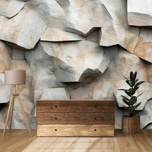 Load image into Gallery viewer, 3D Stone Wall Mural – Realistic Rock Texture Wallpaper – Faux Stone Accent Wall – Peel and Stick Rustic Wall Decor for Living Room or Office
