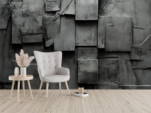 Load image into Gallery viewer, Modern Industrial 3D Wall Mural – Dark Concrete Panel Texture Wallpaper – Urban Loft Style Accent Wall – Peel and Stick Brutalist Wall Decor