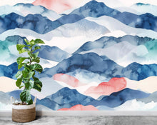 Load image into Gallery viewer, Japanese Mountain Wallpaper Wall Graphics Japanese Pagoda Peel and Stick Girl room Wallpaper Self Japan Traditional Pattern 704RS