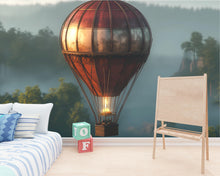 Load image into Gallery viewer, Vintage Hot Air Balloon Wall Mural – Steampunk Adventure Wallpaper for Bedroom or Kids Room, Peel &amp; Stick or Non-Woven