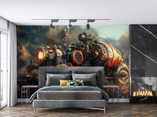 Load image into Gallery viewer, Steampunk Engine Wall Mural – Industrial Gear Machine Wallpaper for Game Room, Office or Studio – Peel &amp; Stick or Non-Woven