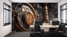 Load image into Gallery viewer, Steampunk Vault Wall Mural – Gear Lock Mechanism Industrial Mural for Office, Game Room or Studio – Peel &amp; Stick or Non-Woven
