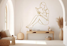 Load image into Gallery viewer, Girl Reading Book wall decal Minimalist Line Art Wall Decal Vinyl Art Stickers for Interiors, Schools, Classrooms, Libraries, Bedrooms 673RS