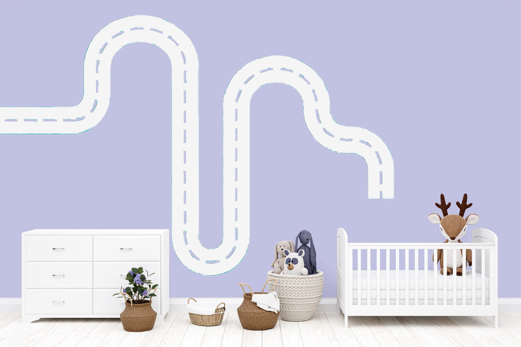 Teal Road Wall Decal for Kids Room – Peel and Stick Car Track Sticker – Boy’s Nursery Traffic Path Wall Art – Removable Vinyl Decor