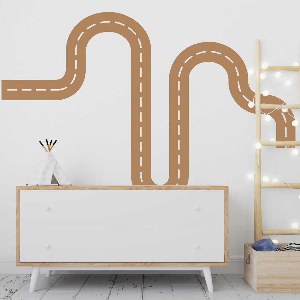 Teal Road Wall Decal for Kids Room – Peel and Stick Car Track Sticker – Boy’s Nursery Traffic Path Wall Art – Removable Vinyl Decor