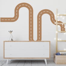 Load image into Gallery viewer, Teal Road Wall Decal for Kids Room – Peel and Stick Car Track Sticker – Boy’s Nursery Traffic Path Wall Art – Removable Vinyl Decor
