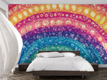 Load image into Gallery viewer, Colorful Rainbow Wall Mural – Boho Dot Art Peel and Stick Wallpaper – Vibrant Abstract Removable Mural for Bedroom or Kids Room Decor