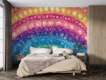 Load image into Gallery viewer, Colorful Rainbow Wall Mural – Boho Dot Art Peel and Stick Wallpaper – Vibrant Abstract Removable Mural for Bedroom or Kids Room Decor